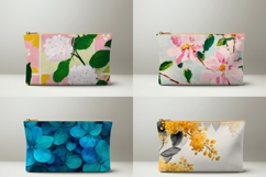 Cartoon Flowers Cosmetic Bag, Floral Cosmetic Bag Print Product Image 2
