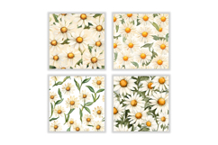 Watercolor Daisy Flower Digital Paper Product Image 2