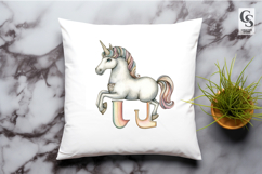 Watercolor Unicorn Alphabet Letter U Clipart Sublimation PNG Product Image 3