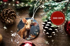 Christmas Ornament, Christmas Highland Cow Ornament PNG Product Image 2