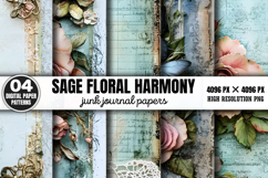 Sage Floral Harmony Junk Journal Bundle PNG Product Image 3