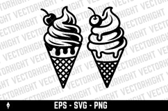A black and white line art icon of a soft serve ice cream Product Image 2
