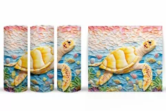 Turtle Tumbler Design. 3D Turtle Tumbler Wrap Sublimation Product Image 2
