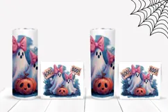 Watercolor Halloween Ghost Tumbler, Boo Halloween PNG Product Image 2