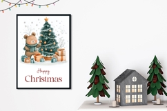 Cartoon Christmas Bear Greeting Card Template Product Image 2