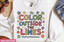Color Outside the Lines PNG, Autism Sublimation PNG Product Image 1
