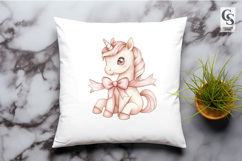 Cute Baby Unicorn with Bow Clipart Sublimation PNG Product Image 2