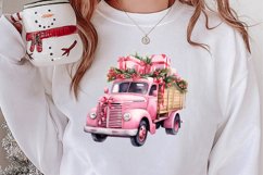 Pink Christmas Car clipart Sublimation, Christmas clipart Product Image 2