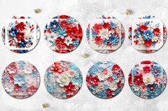 Patriotic 3D flowers | Round earring Sublimation designs Product Image 2