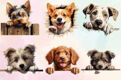 Breeds Of Peeking Dogs Clipart, Watercolor Clipart Product Image 3
