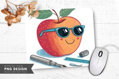 Trendy Apple with Sunglasses and Tools Mouse Pad PNG Product Image 1