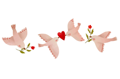 Peace Dove Clipart Set, Anti War PNG Bundle, Love Hearts Product Image 2