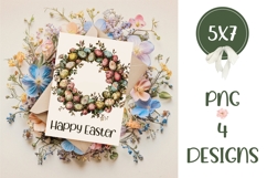 Happy Easter Card Template, Vintage Easter Wreath Card Product Image 2