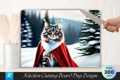 Festive Maine Coon Cutting Board Sublimation Design Product Image 1