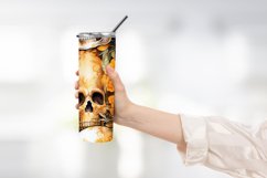 Skull and flower watercolor tumbler wrap sublimation Product Image 2