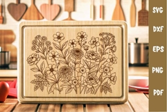 Flowers SVG, Laser Engraving files for Cutting board Product Image 1
