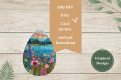 Flowers Teardrop Earrings, Nature Landscape Earrings Product Image 2