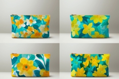 Narcissus Flowers Cosmetic Bag, Floral Cosmetic Bag PNG Product Image 2