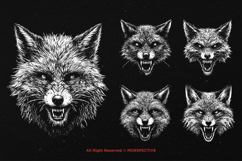 10 Bundle Dark Art Fox Face Wildlife Scary Horror Tattoo Product Image 3