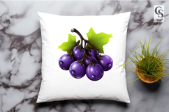 Cute Purple Grape Illustration Clipart Sublimation PNG Product Image 2