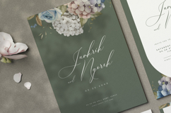 greenery wedding invitation card with hydrangea watercolor Product Image 2