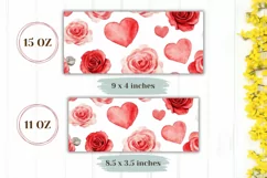 Watercolor Red Roses Mug Sublimation, Love Heart Mug Wrap Product Image 2