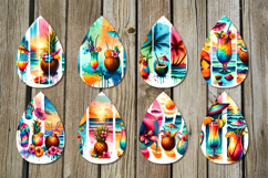 Tropical BeachLife | 8 Teardrop earring Sublimation designs Product Image 2