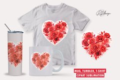 Watercolor valentine day rose heart clipart sublimation Product Image 1