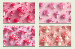 Pink 3D Mushrooms Cutting Boards sublimation Designs Product Image 2