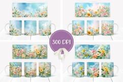Watercolor Flowers Mug Designs, Floral Mug Sublimation PNG Product Image 2