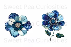 Sequin Flowers, Ephemera, PNG, watercolor, Clipart Product Image 2