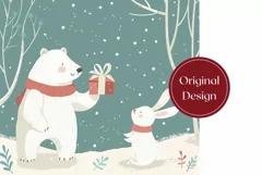 Christmas Forest Tumbler Wrap, Winter Bear Tumbler PNG Product Image 2
