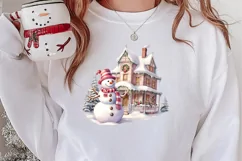Pink Christmas Snowman Clipart, Christmas PNG Product Image 2