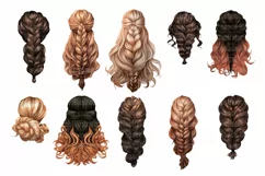 60 unique Hair clipart PNG digital download Product Image 4