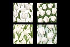 White Tulip Flower Digital Paper Patterns Product Image 2