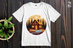 Cozy Cabin Landscape Clipart Sublimation PNG Product Image 2