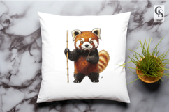 Red Panda With Bamboo Clipart Sublimation PNG Product Image 3