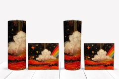 Rainbow Tumbler Wrap Design, Night Sky Tumbler Sublimation Product Image 2