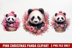 Pink Christmas Panda Sublimation Clipart Product Image 1