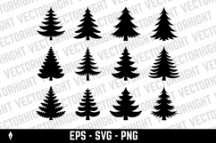 A black and white vector set of pine tree icons. Product Image 2