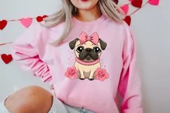 Sweet Pugs Valentine Clipart, Valentines PNG Product Image 2