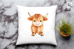 Cute Baby Highland Cow Clipart Sublimation PNG Product Image 2