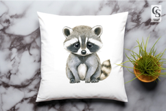 Watercolor Cute Raccoon Forest Clipart Sublimation PNG Product Image 2