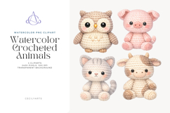 Watercolor Crochet Animals Cliparts Product Image 1