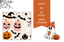 Doodle Halloween Square Coasters, Bats Coasters Product Image 2