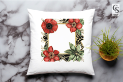 Boho Tropical Floral Square Frame Clipart PNG Product Image 3