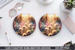 Flower Car Coaster Sublimation| Spring Flowers Coaster PNG Product Image 1