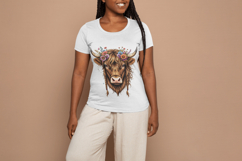 Boho Highland Cow Clipart Product Image 2