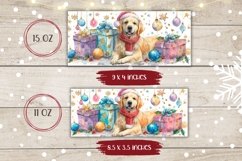 Watercolor Christmas Dog Mug Wrap, Christmas Mug Wrap Design Product Image 2