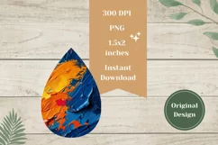 Art Paint Teardrop Earrings PNG, Colorful Earrings Design Product Image 2
